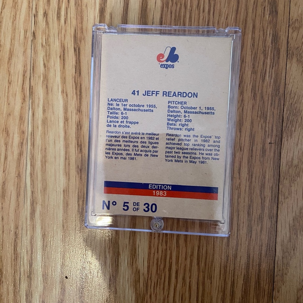 Jeff Reardon Autographed Card (MISC10) - Picture 2 of 2